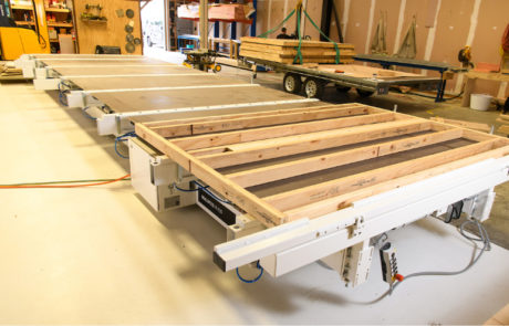 Frank House's state-of-the-art German Weinmann Homag hydraulic table, ready for the incoming project